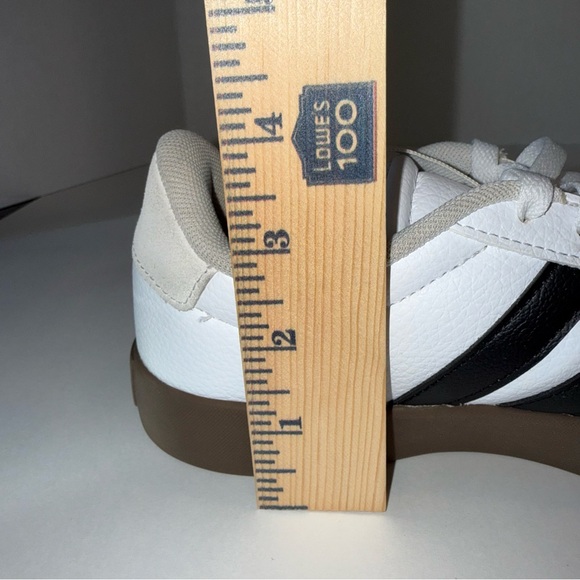 Adidas VL Court Low Top Women’s White and Black Leather Sneakers with Brown Sole - Picture 9 of 14